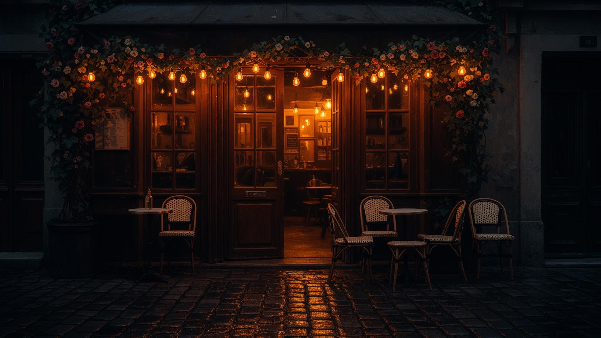 Sunlit café terrace with espresso and an open book